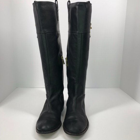 Coach Black & Gold Leather Knee High Martta Boot - Picture 2 of 15